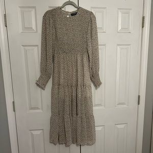 Medium brown and cream floral dress